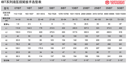 液壓扳手參數(shù)圖